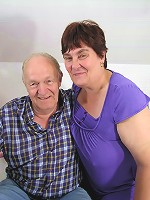 Big mama enjoying two old cocks