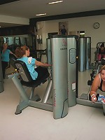 Mature women getting a workout during gym