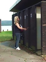 They find a place in the grass and he does her sexy mature pussy with his slick hard young cock